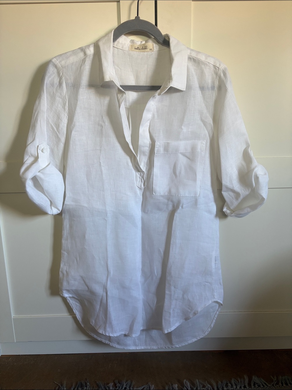 Bella Dahl White Linen-Blend Shirt